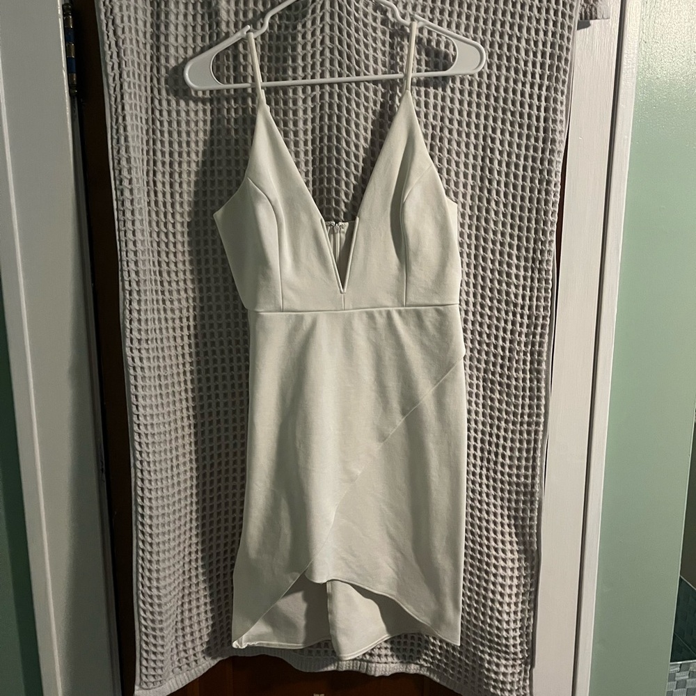 Dare to Take the Plunge White Tulip Mini Dress